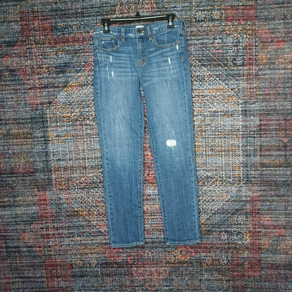 JCREW womens medium distressed rips stretch slim straight jeans 28x30 08410